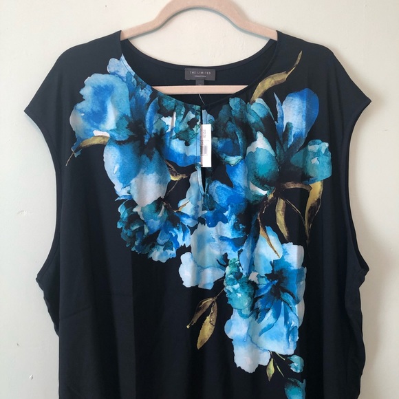 The Limited Collection Blouse Peony Watercolors Sz 2X BNWT Big Florals Office - Picture 2 of 13